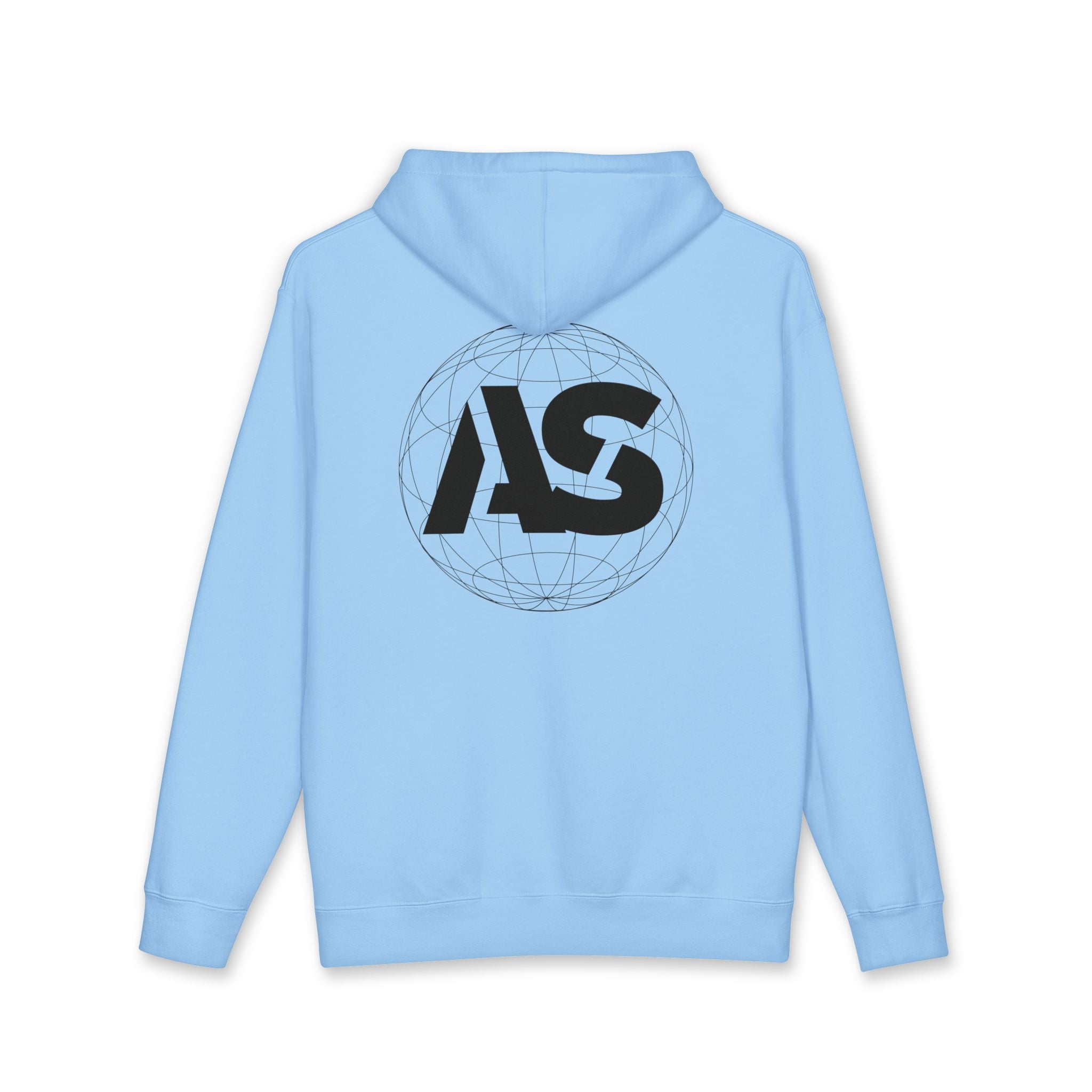 AS Globe Logo Hoodie — Minimal White Pullover with Script - Atlass