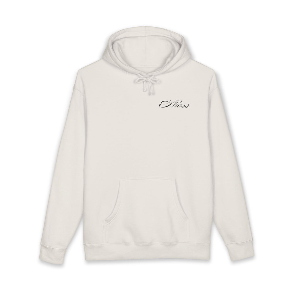 AS Globe Logo Hoodie — Minimal White Pullover with Script - Atlass