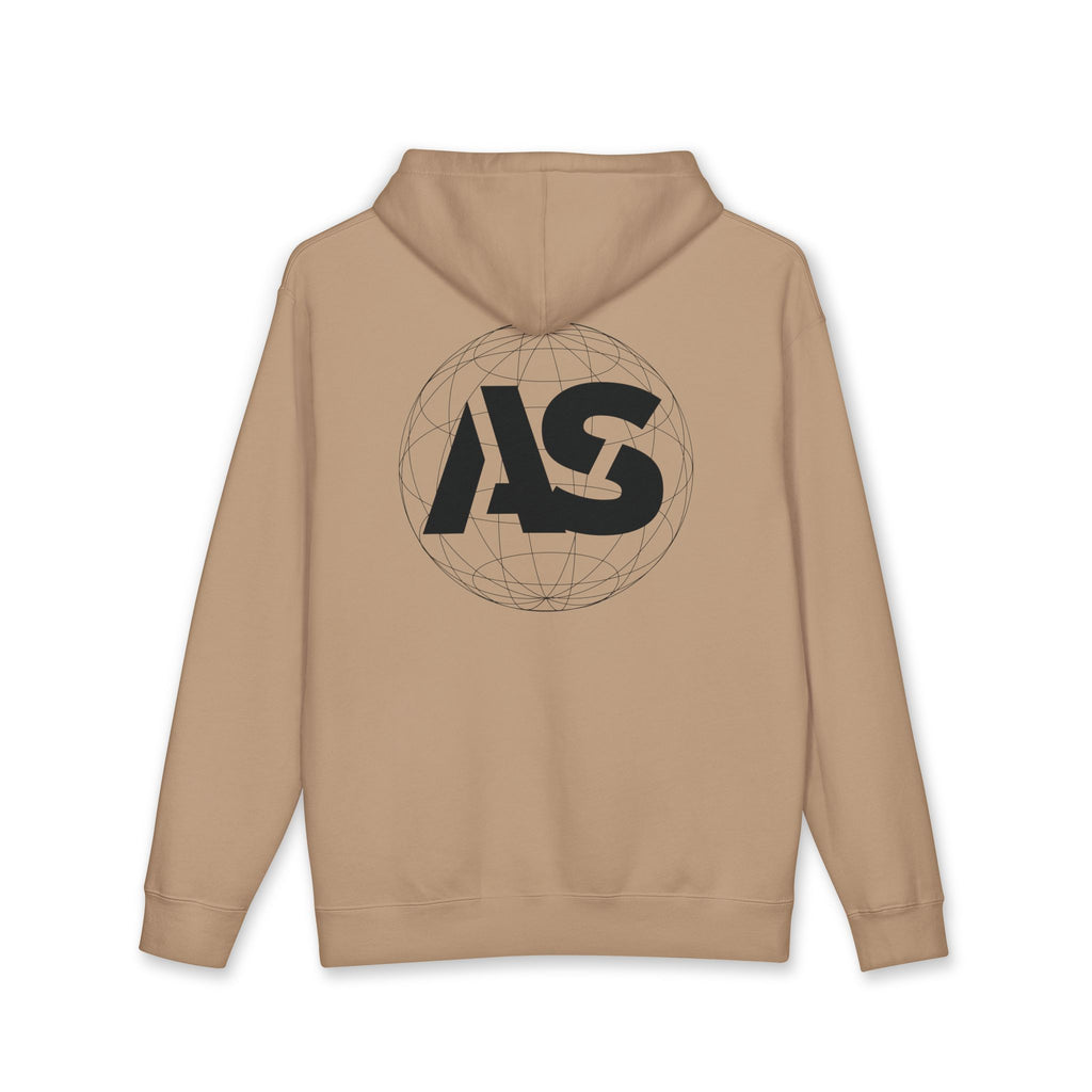 AS Globe Logo Hoodie — Minimal White Pullover with Script - Atlass