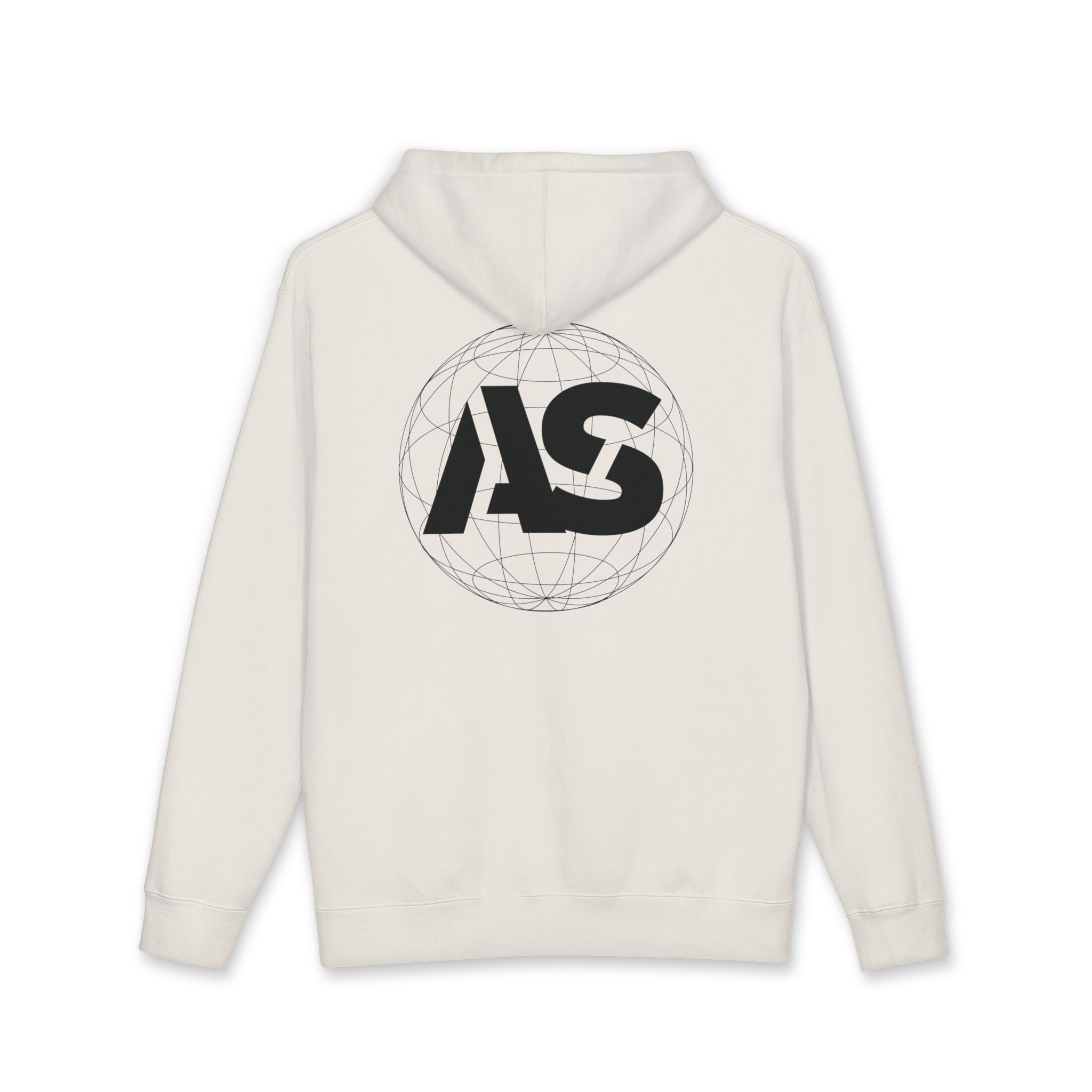 AS Globe Logo Hoodie — Minimal White Pullover with Script - Atlass