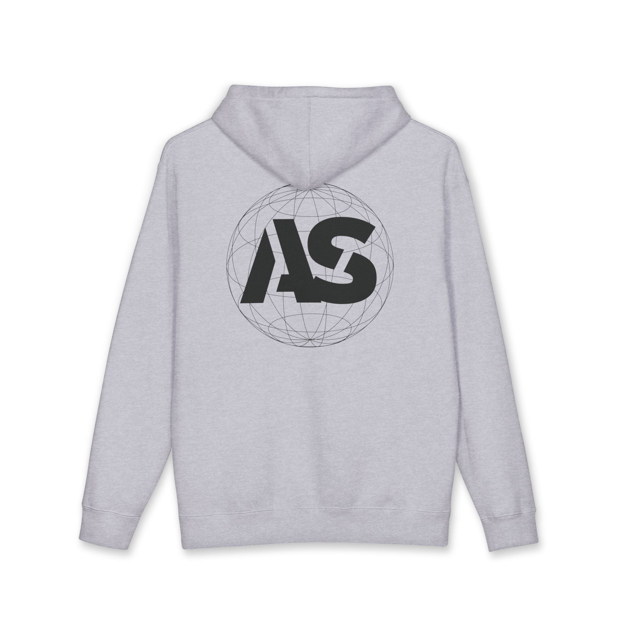 AS Globe Logo Hoodie — Minimal White Pullover with Script - Atlass