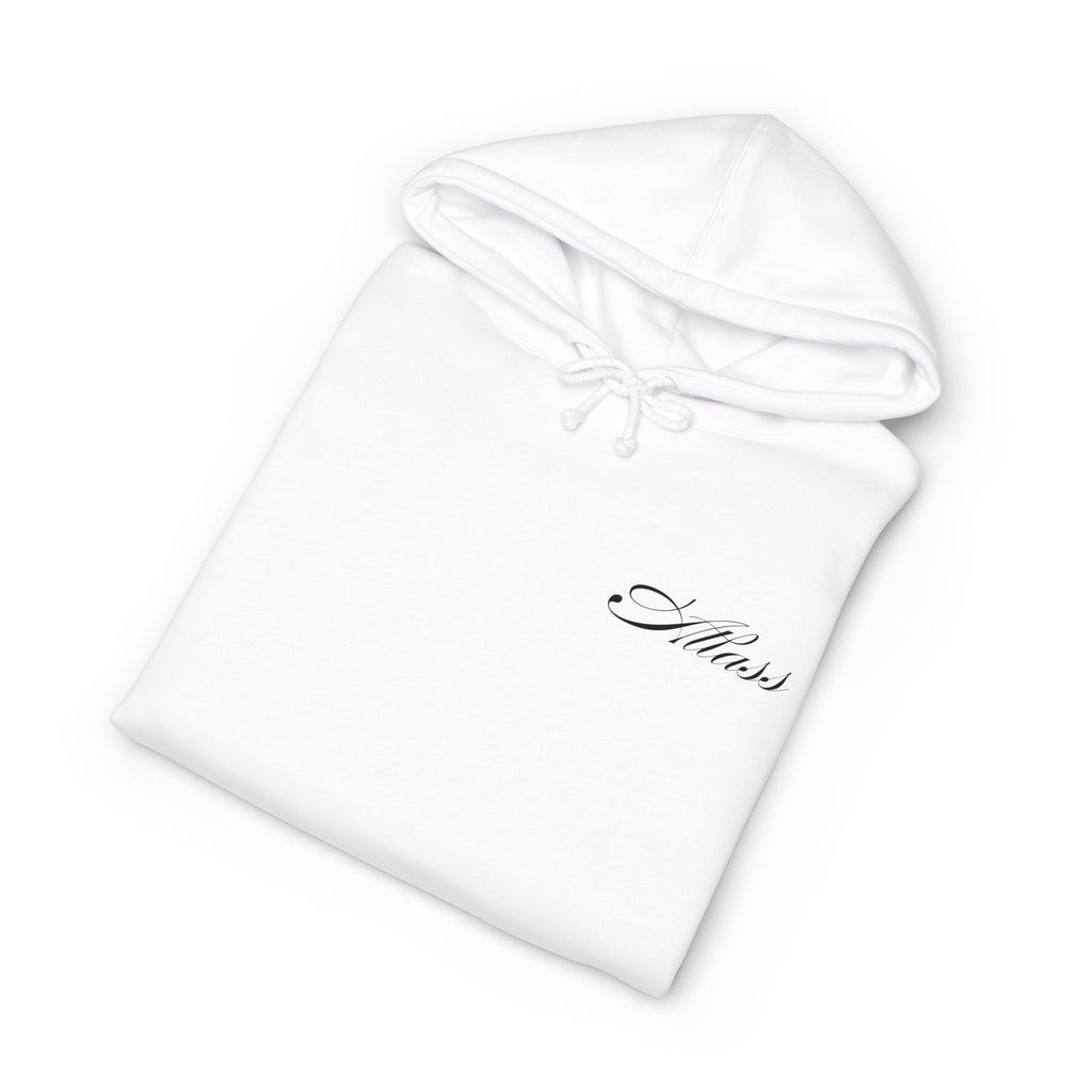 AS Globe Logo Hoodie — Minimal White Pullover with Script - Atlass