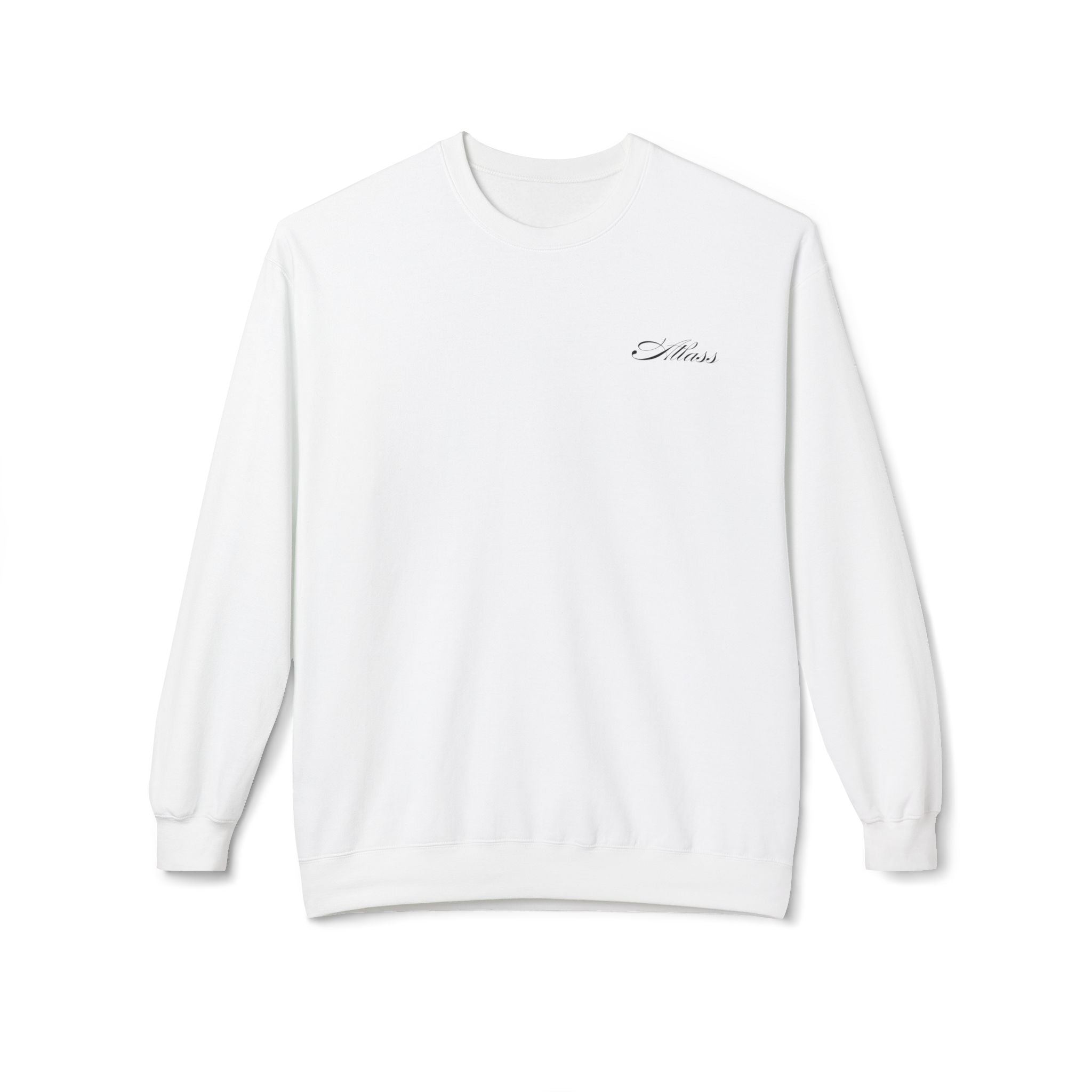 Crewneck Sweatshirt — Minimal White Script Chest Logo - Atlass
