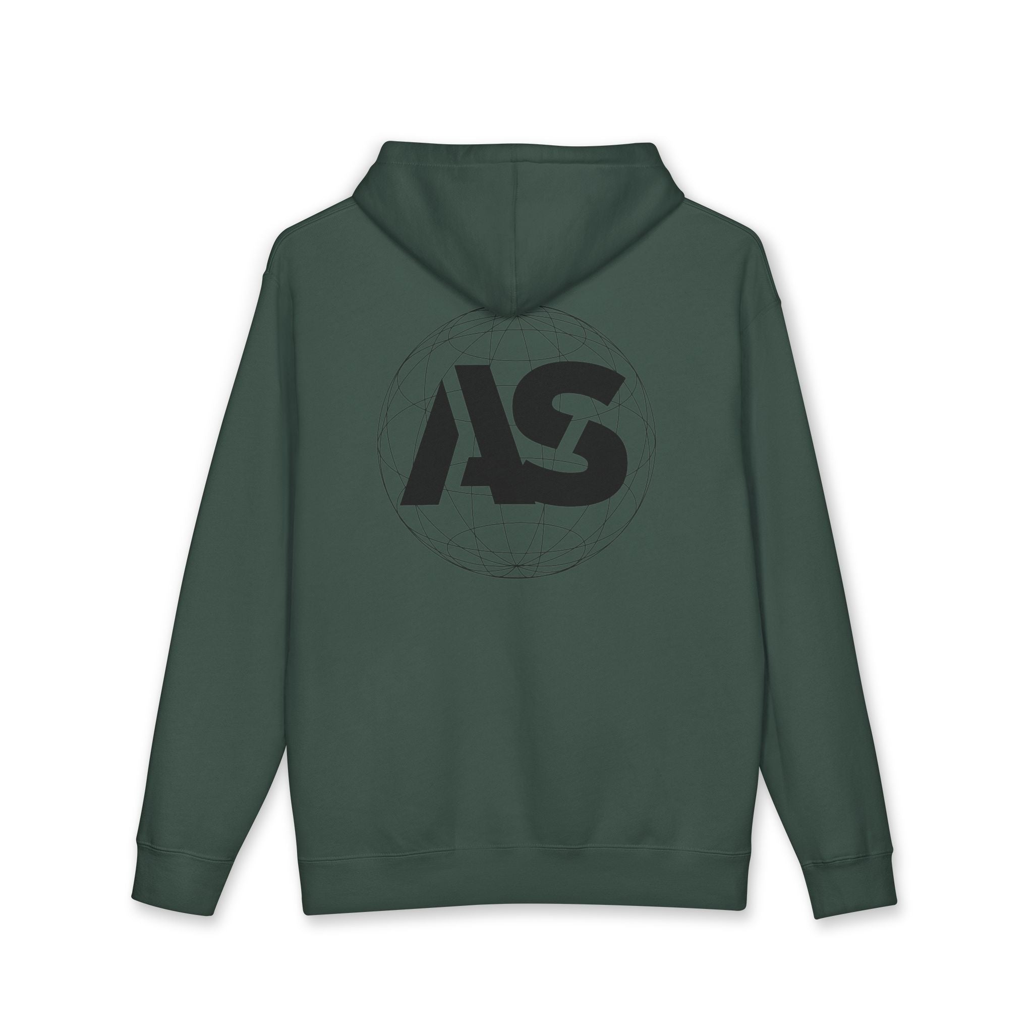AS Globe Logo Hoodie — Minimal White Pullover with Script - Atlass