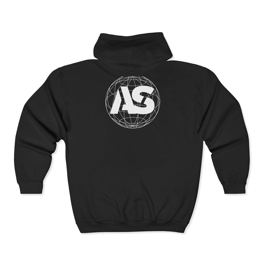 Full - Zip Hoodie with 'AS' Globe Logo — Embroidered Script Chest - Atlass