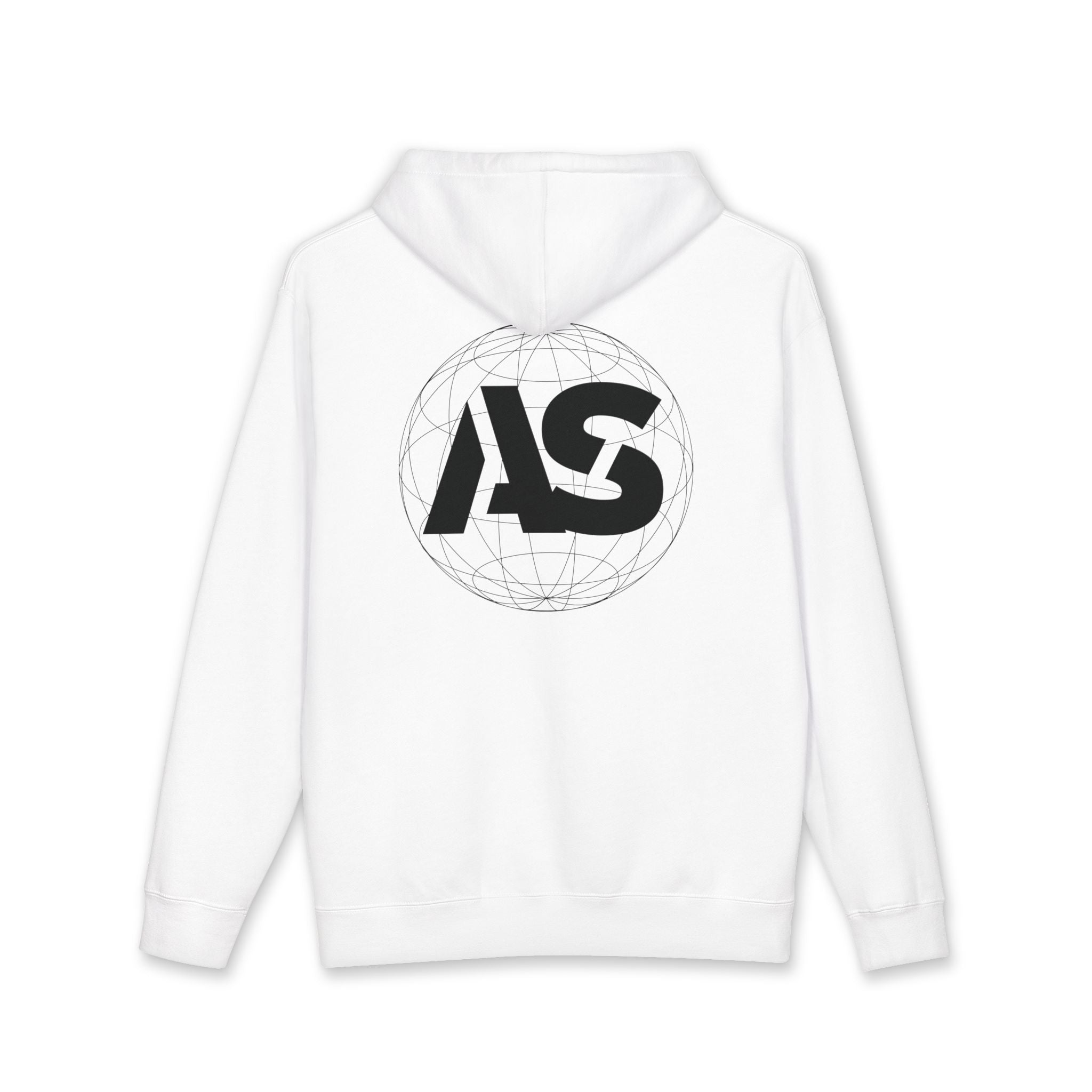 AS Globe Logo Hoodie — Minimal White Pullover with Script - Atlass
